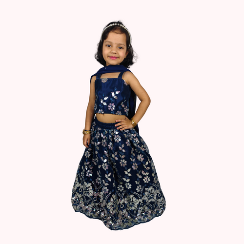 Midnight Bloom Embroidered Lehenga Set
