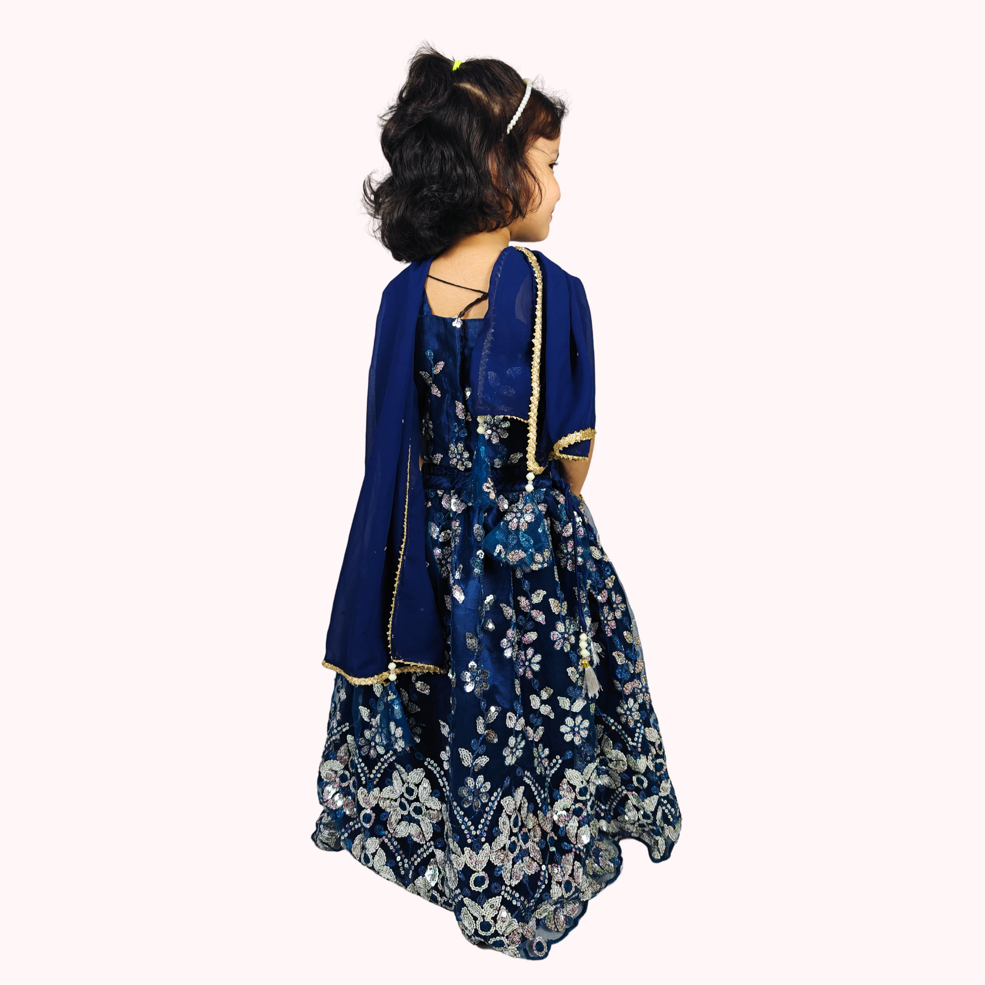 Midnight Bloom Embroidered Lehenga Set