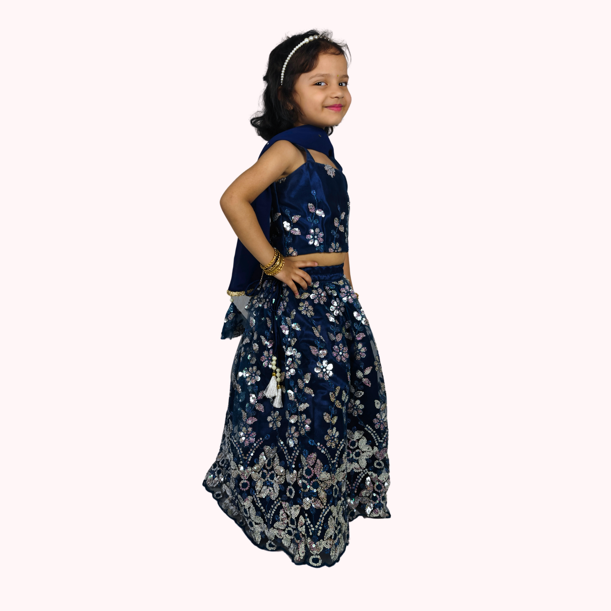 Midnight Bloom Embroidered Lehenga Set